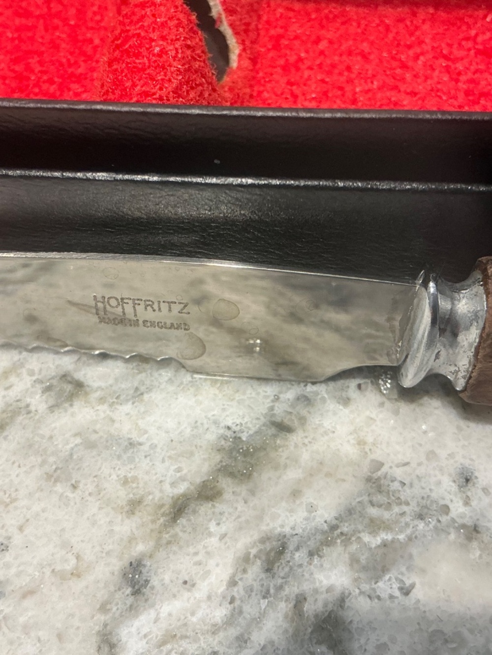 2 Vintage Boxes Hoffritz set of 6 wooden handle serrated steak knives 12 total - Picture 5 of 5